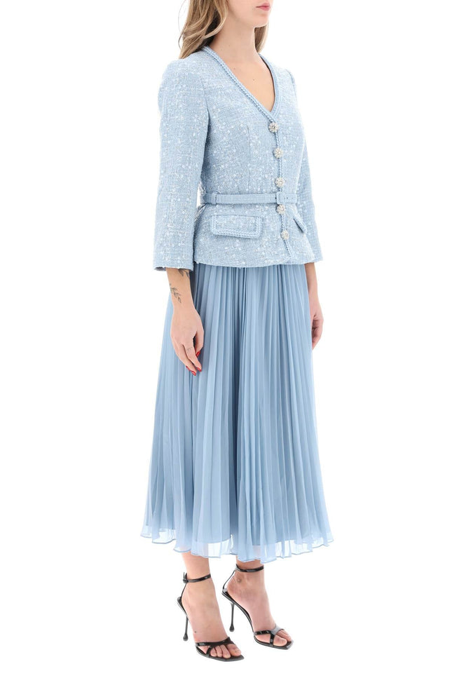 Midi Dress With Pleated Skirt - Light Blue