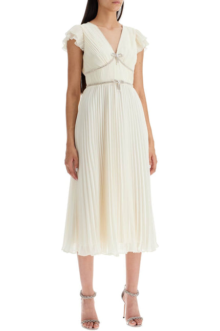 Midi Pleated Chiffon Dress - White