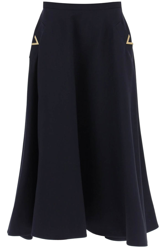 Midi Skirt In Crepe Couture With V Gold Detailing