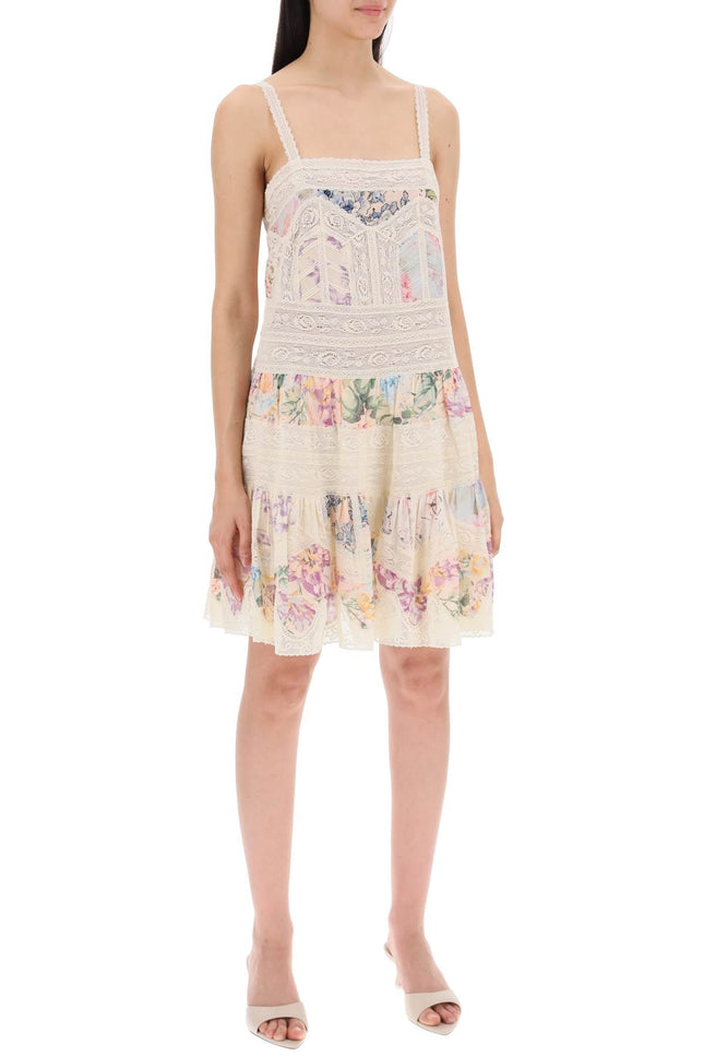 "Mini Halliday Dress With Floral Print And Lace
