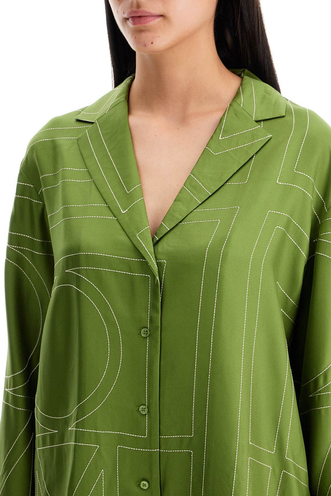 monogram silk twill pajama shirt