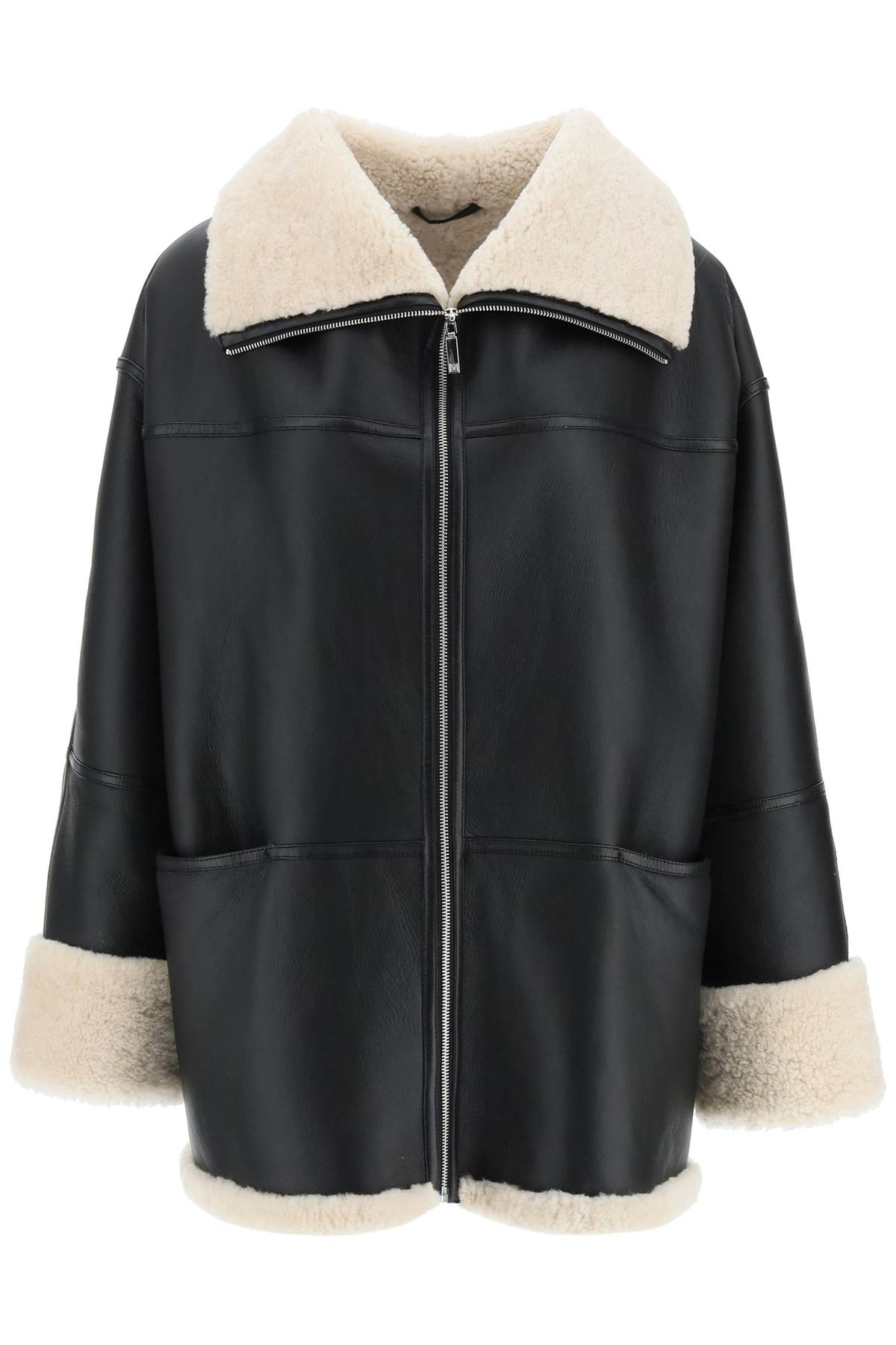 Oversized Shearling Jacket - Black