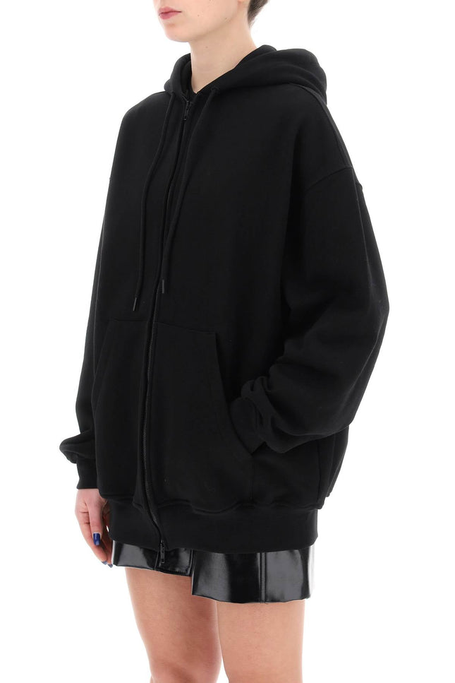 oversized zip-up hoodie - Black
