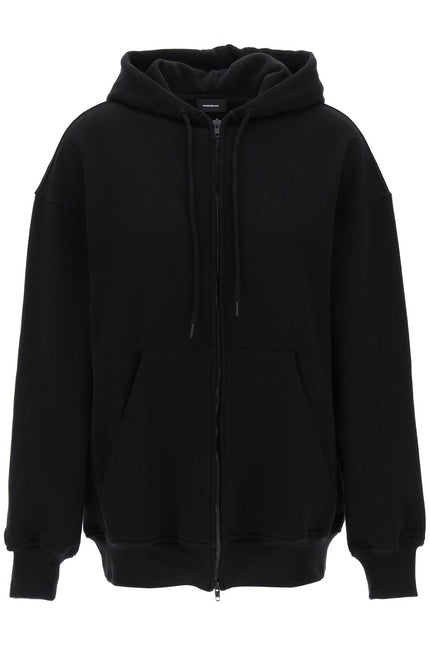 oversized zip-up hoodie - Black