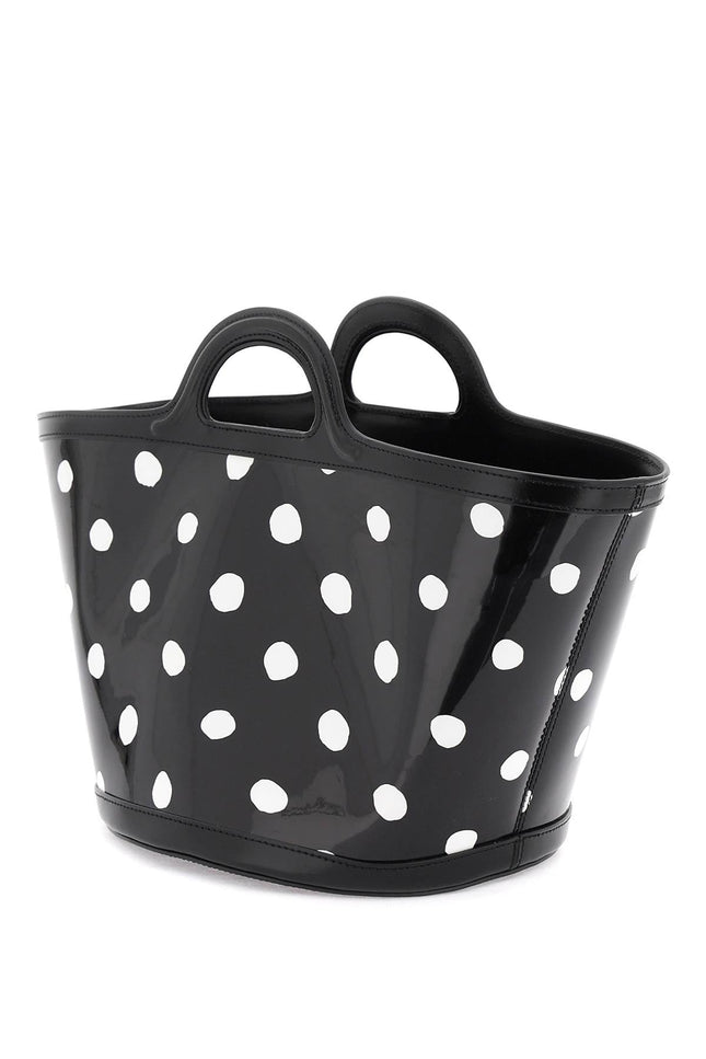 Patent Leather Tropicalia Bucket Bag With Polka-Dot Pattern