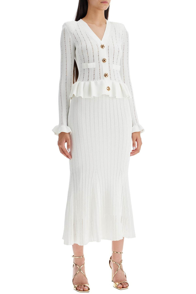 "pointelle knit midi dress in - White