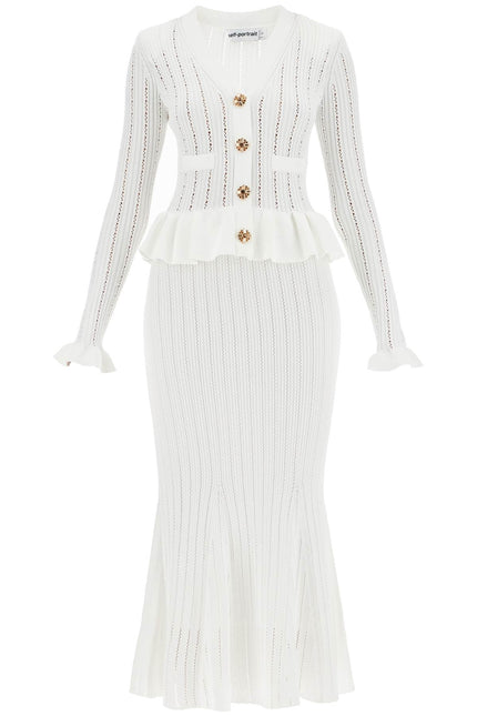 "Pointelle Knit Midi Dress In - White