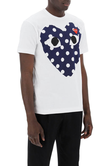 "Polka Dot Heart Print T-Shirt