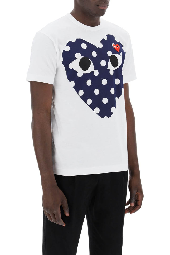 "Polka Dot Heart Print T-Shirt