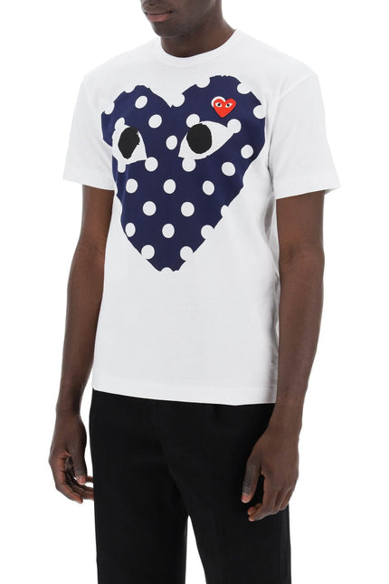 "Polka Dot Heart Print T-Shirt