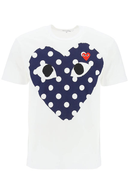 "Polka Dot Heart Print T-Shirt