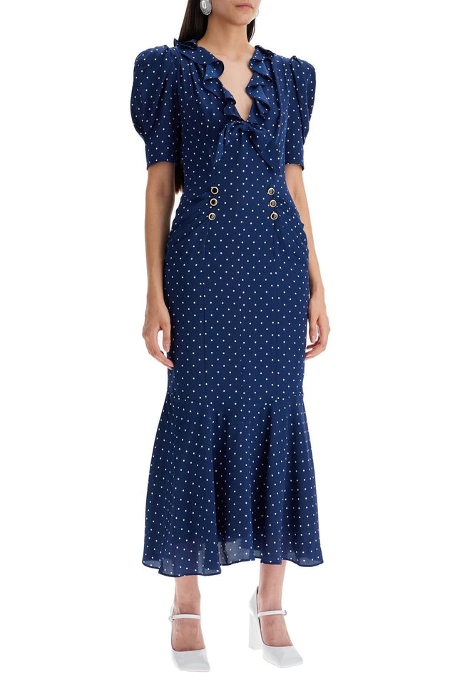 "Polka Dot Silk Midi Dress"