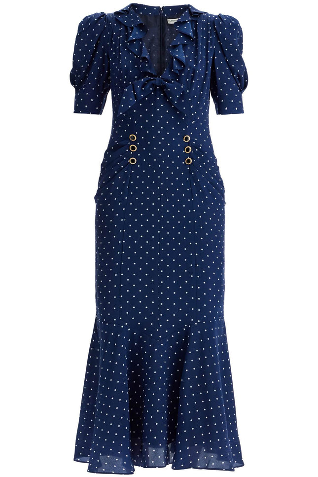 "Polka Dot Silk Midi Dress"