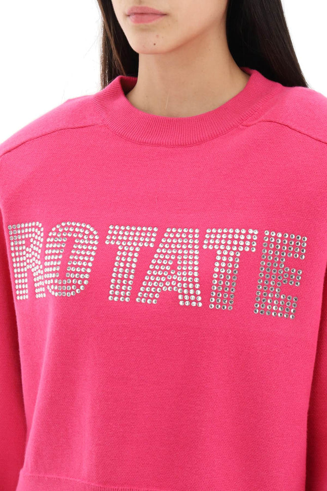 Rhinestone Logo Organic Cotton Sweater - Fuchsia