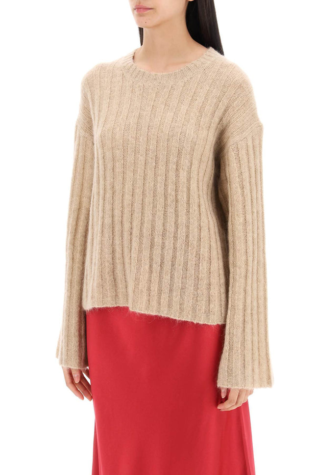 Ribbed Knit Pullover Sweater - Beige