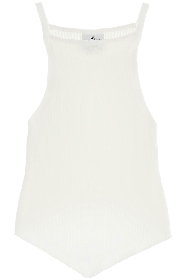 "Ribbed Knit Tank Top With Pointed Hem