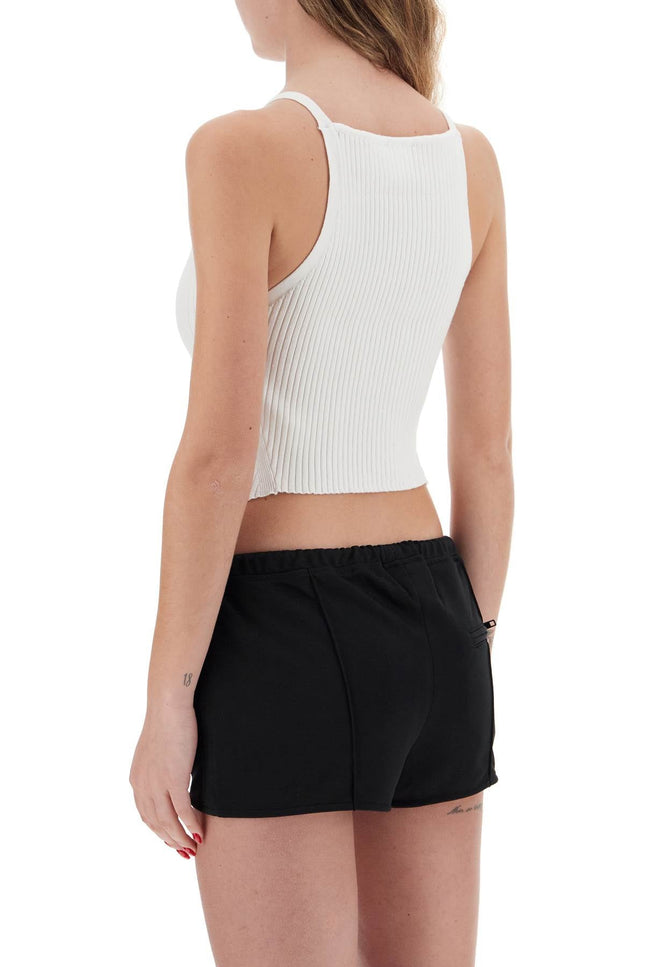 "Ribbed Knit Tank Top With Pointed Hem