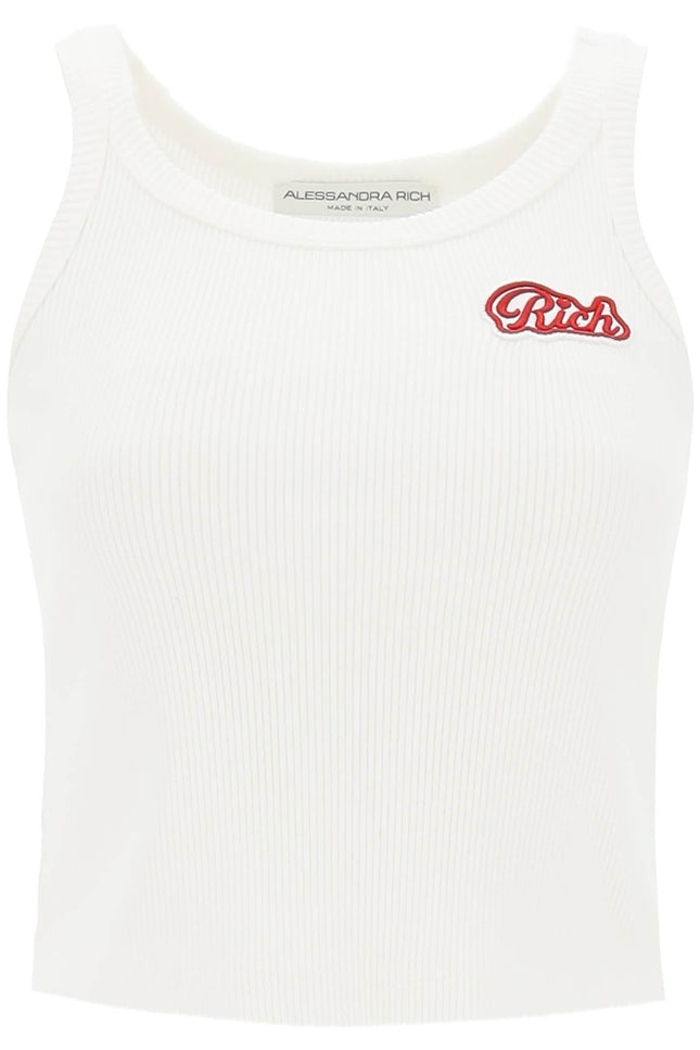 Ribbed Tank Top With Logo Patch