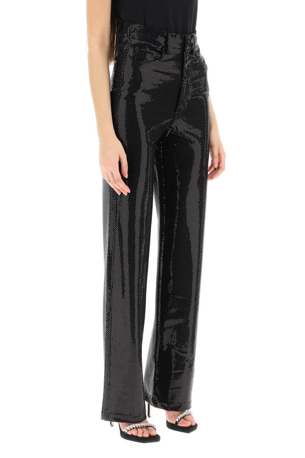 'Rotana' Foil Jersey Pants - Black