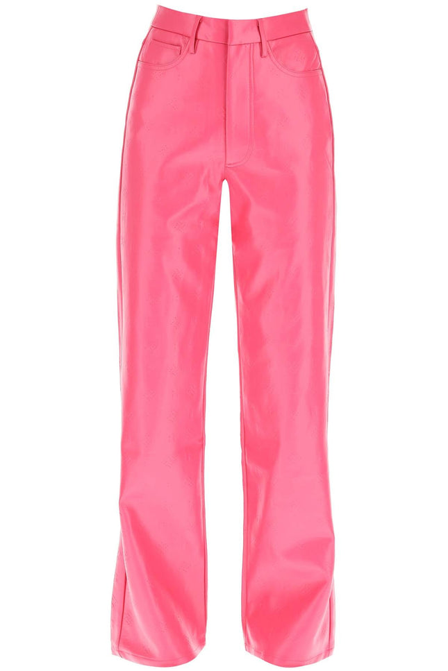 'Rotie' Monogram Faux Leather Pants - Fuchsia