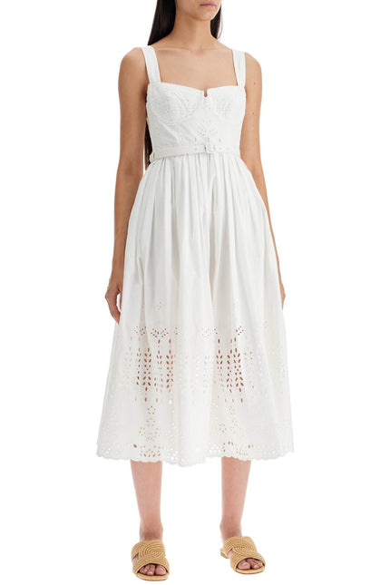 Sangallo Lace Midi Dress - White