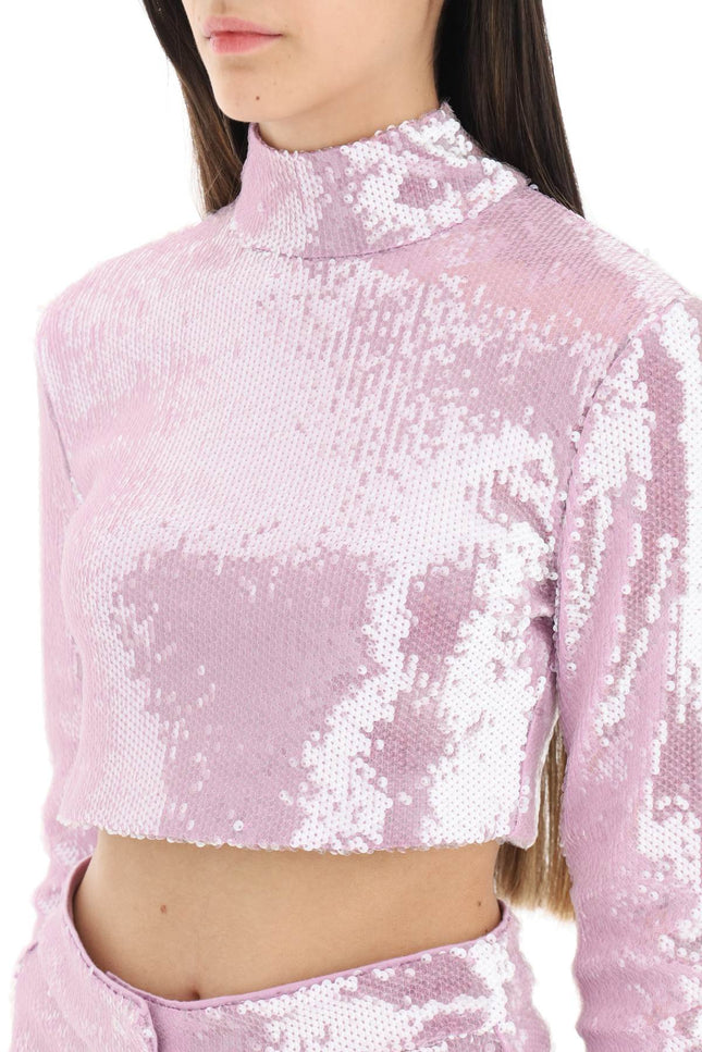 Sequins High-Neck Top - Purple