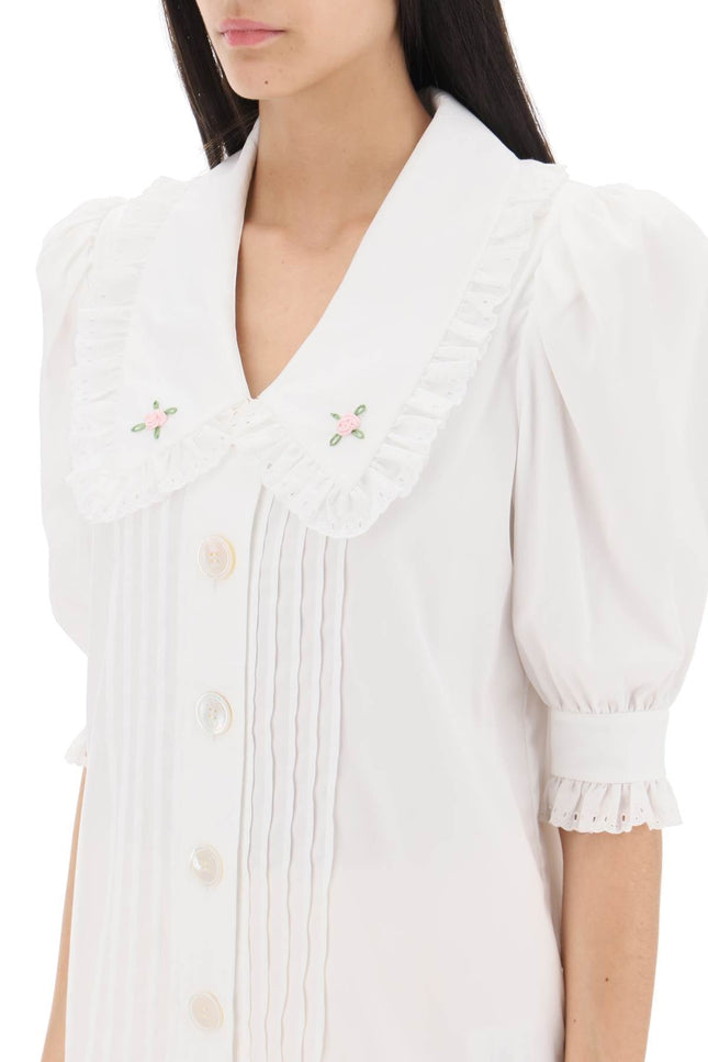 Short-Sleeved Shirt With Embroidered Collar
