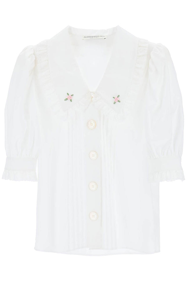 Short-Sleeved Shirt With Embroidered Collar