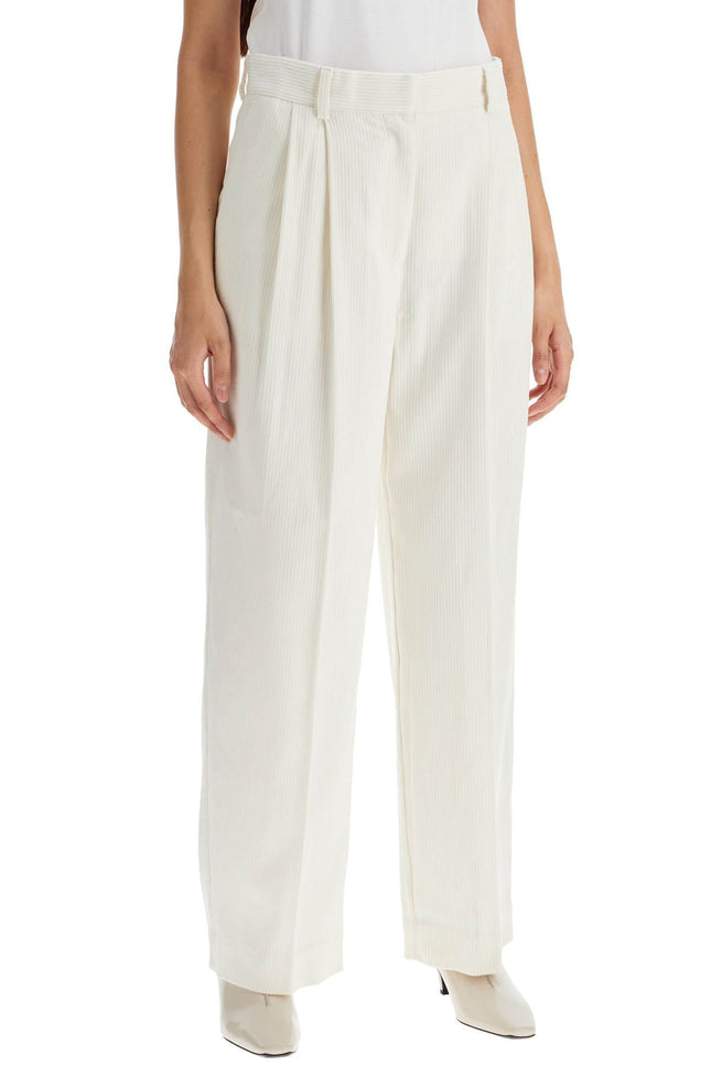 Silk And Cotton Corduroy Pants Made - White