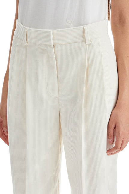 Silk And Cotton Corduroy Pants Made - White