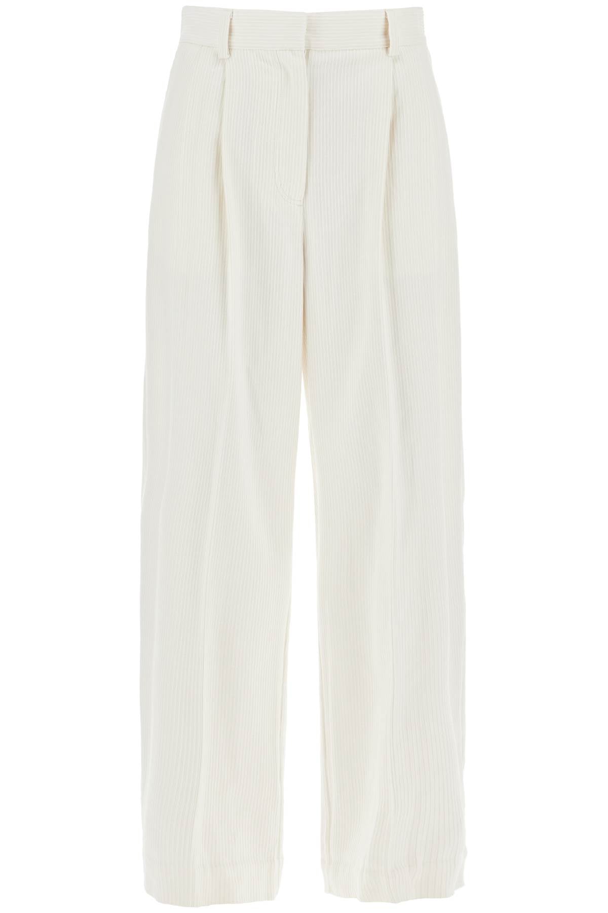 Silk And Cotton Corduroy Pants Made - White