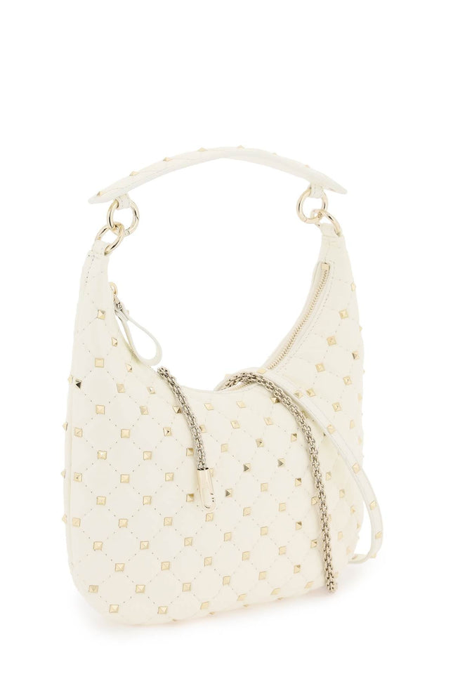 Small Leather 'Rockstud Spike' Hobo Bag