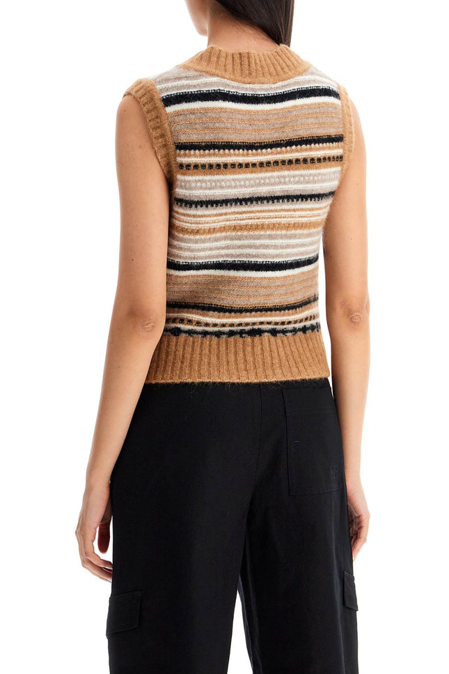 "soft striped knit vest with a comfortable