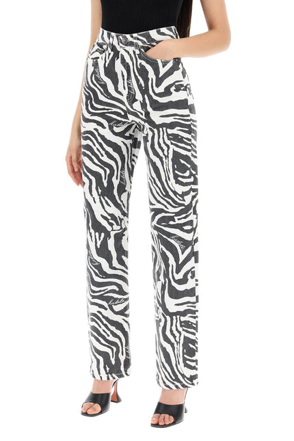 Straight Leg Zebra Print Jeans