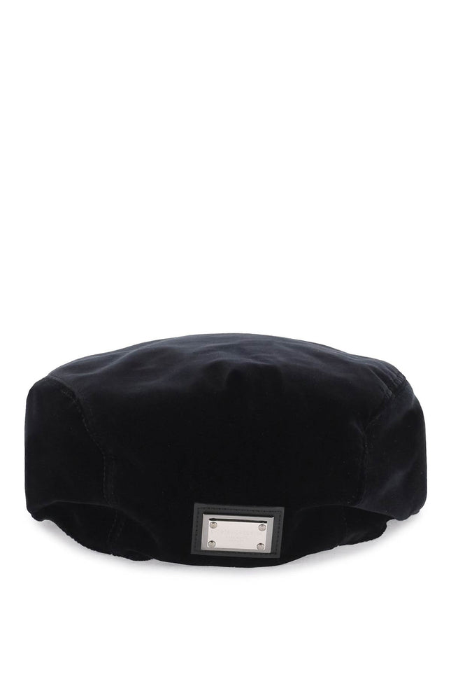 Stretch Velvet Cap With Logo Plaque