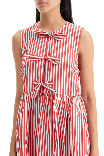 striped mini dress with bow accents