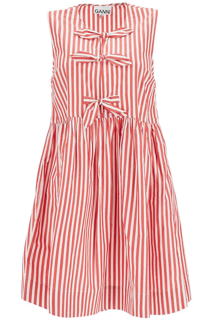 striped mini dress with bow accents