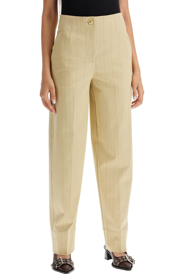 Striped Tapered Trousers - Beige