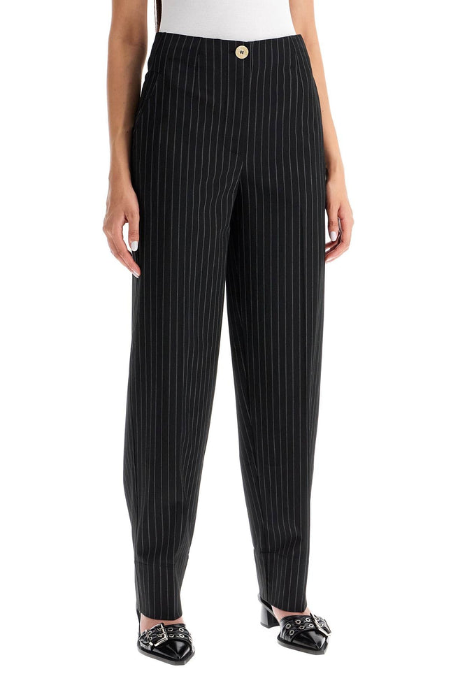 Striped Tapered Trousers - Black