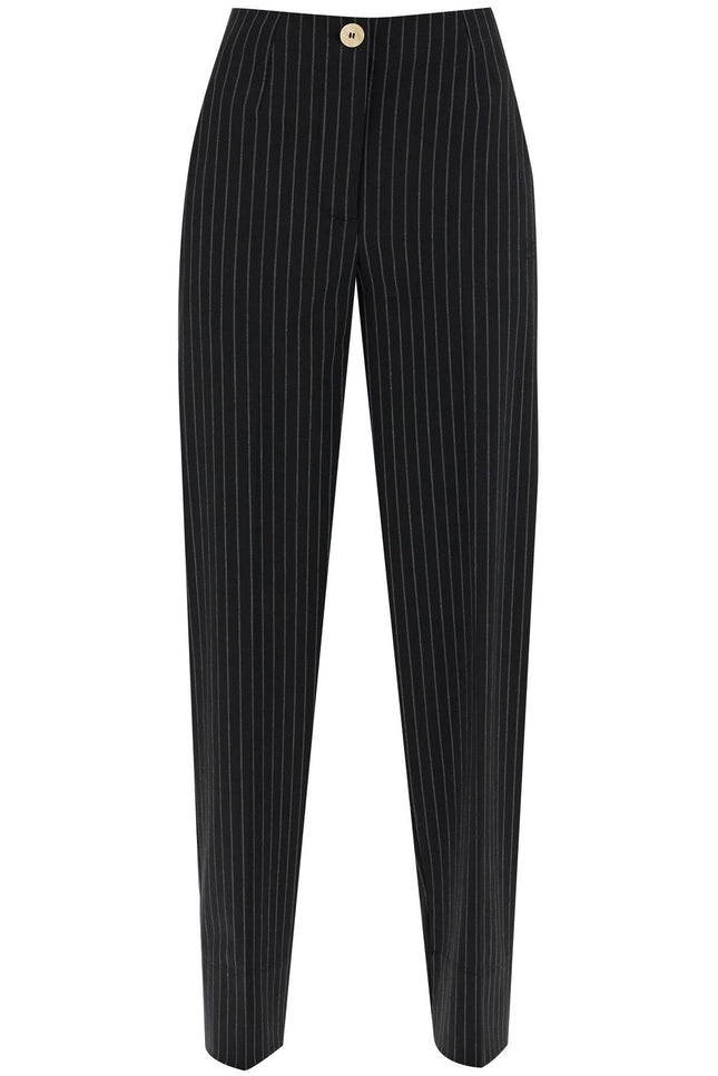 Striped Tapered Trousers - Black