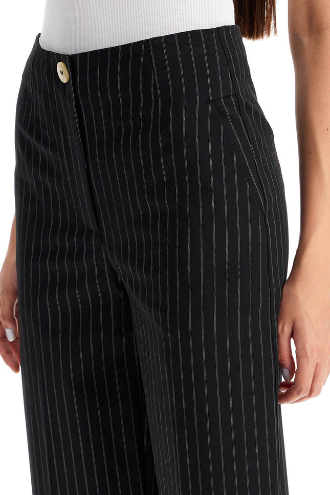 striped tapered trousers - Black