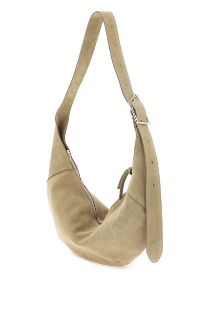 Suede Halfmoon Hobo Leather Bag