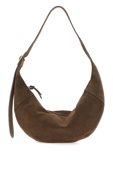 Suede Halfmoon Hobo Leather Bag