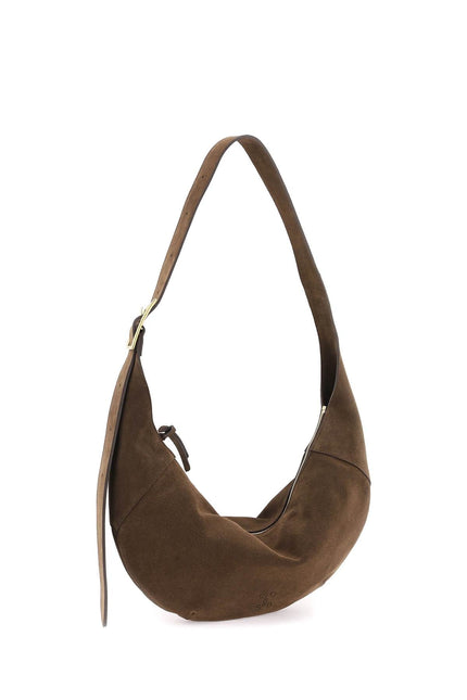 Suede Halfmoon Hobo Leather Bag