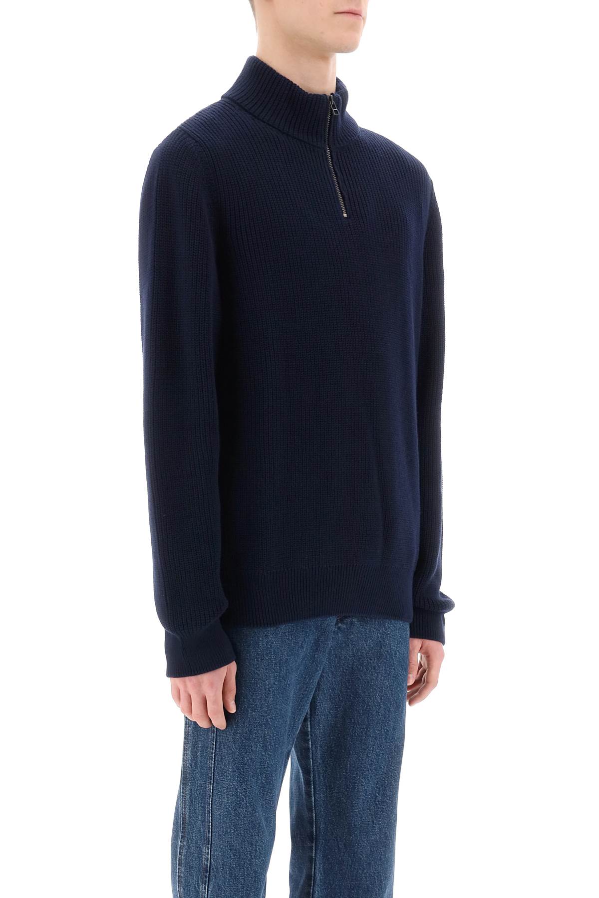 Sweater With Partial Zipper Placket