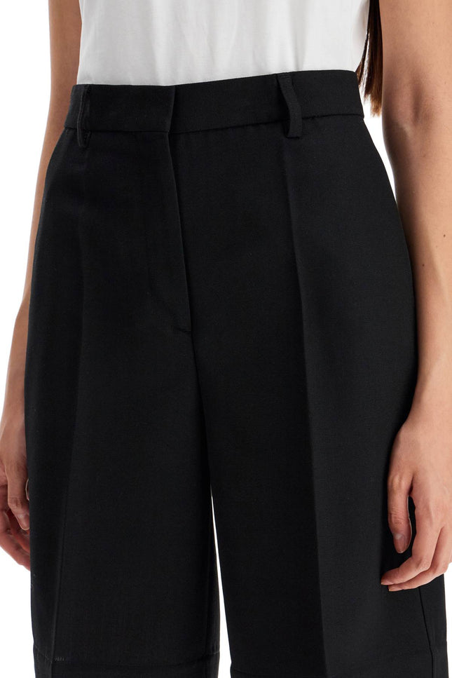 Tailored Wool Blend Bermuda Shorts - Black