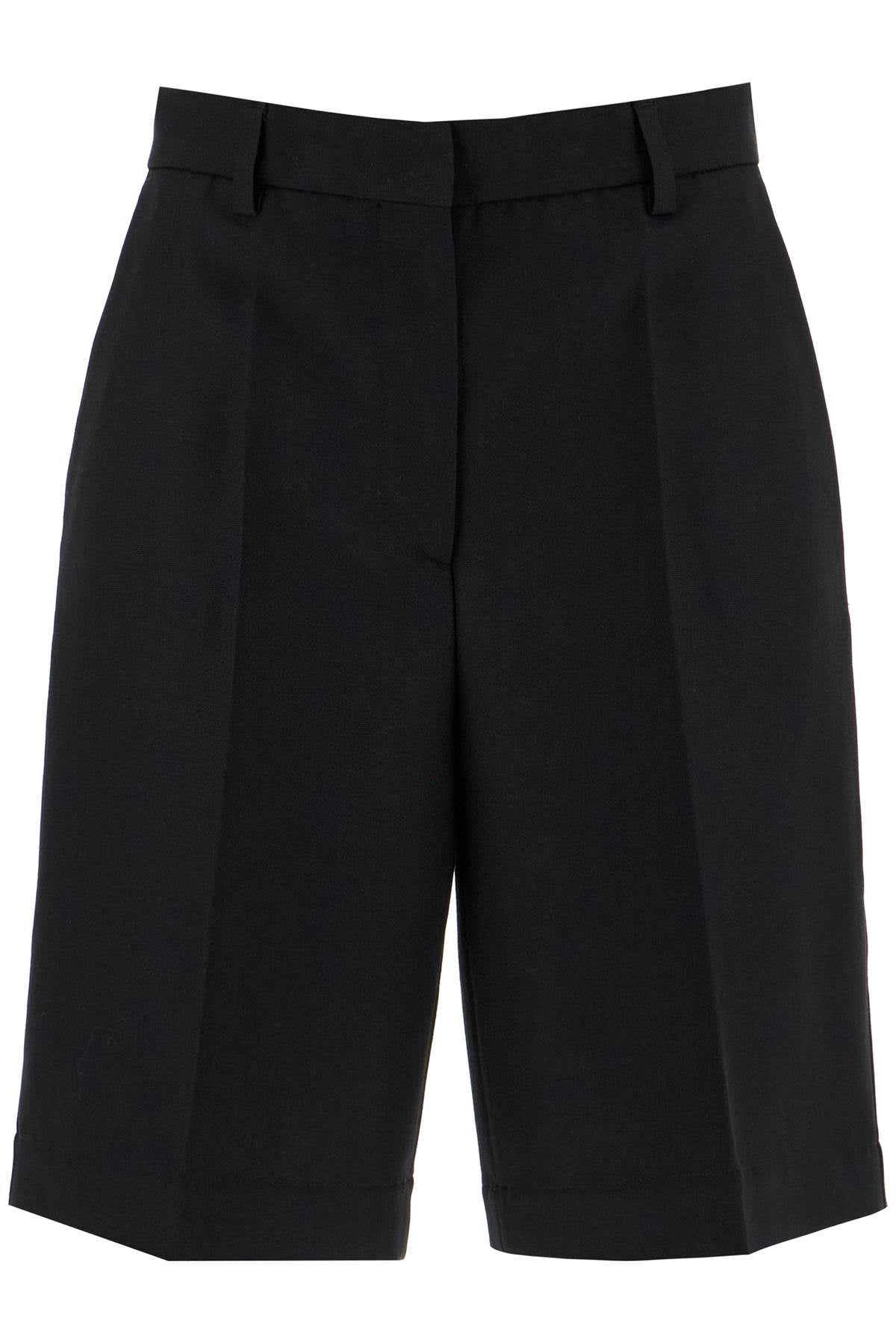 Tailored Wool Blend Bermuda Shorts - Black