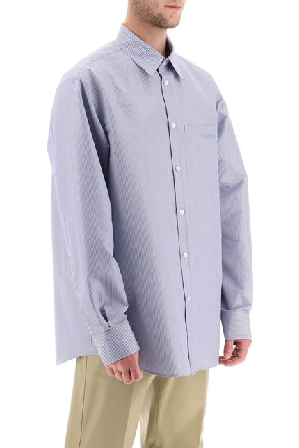 Technical Cotton Shirt With Striped Motif