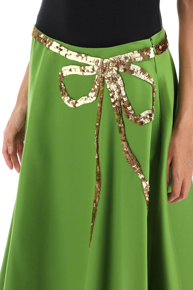 Techno Duchesse A-Line Skirt With Sequin-Studded Bow