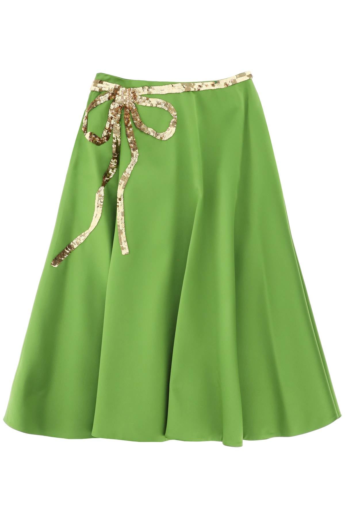 Techno Duchesse A-Line Skirt With Sequin-Studded Bow